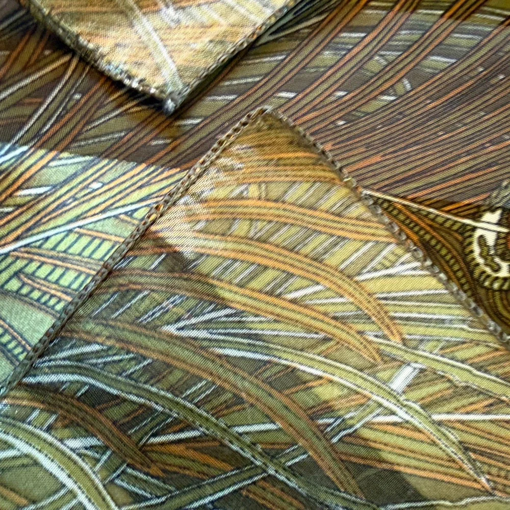 Vintage Peacock‎ Feather Print Green Gold Satin Table Runner 13x60